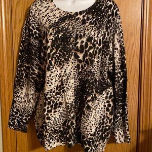 Croft and barrow size 1X black and brown animal print cardigan